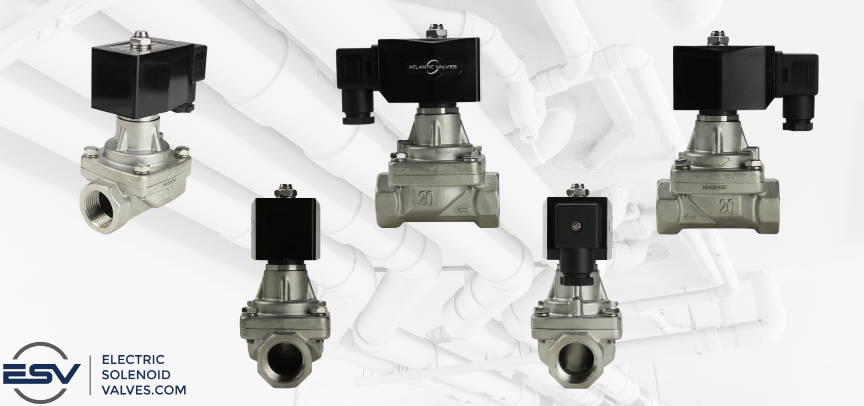 Collection of 3/4 inch stainless steel steam solenoid valves from ElectricSolenoidValves.com, showcasing durability and suitability for optimizing performance in food processing systems