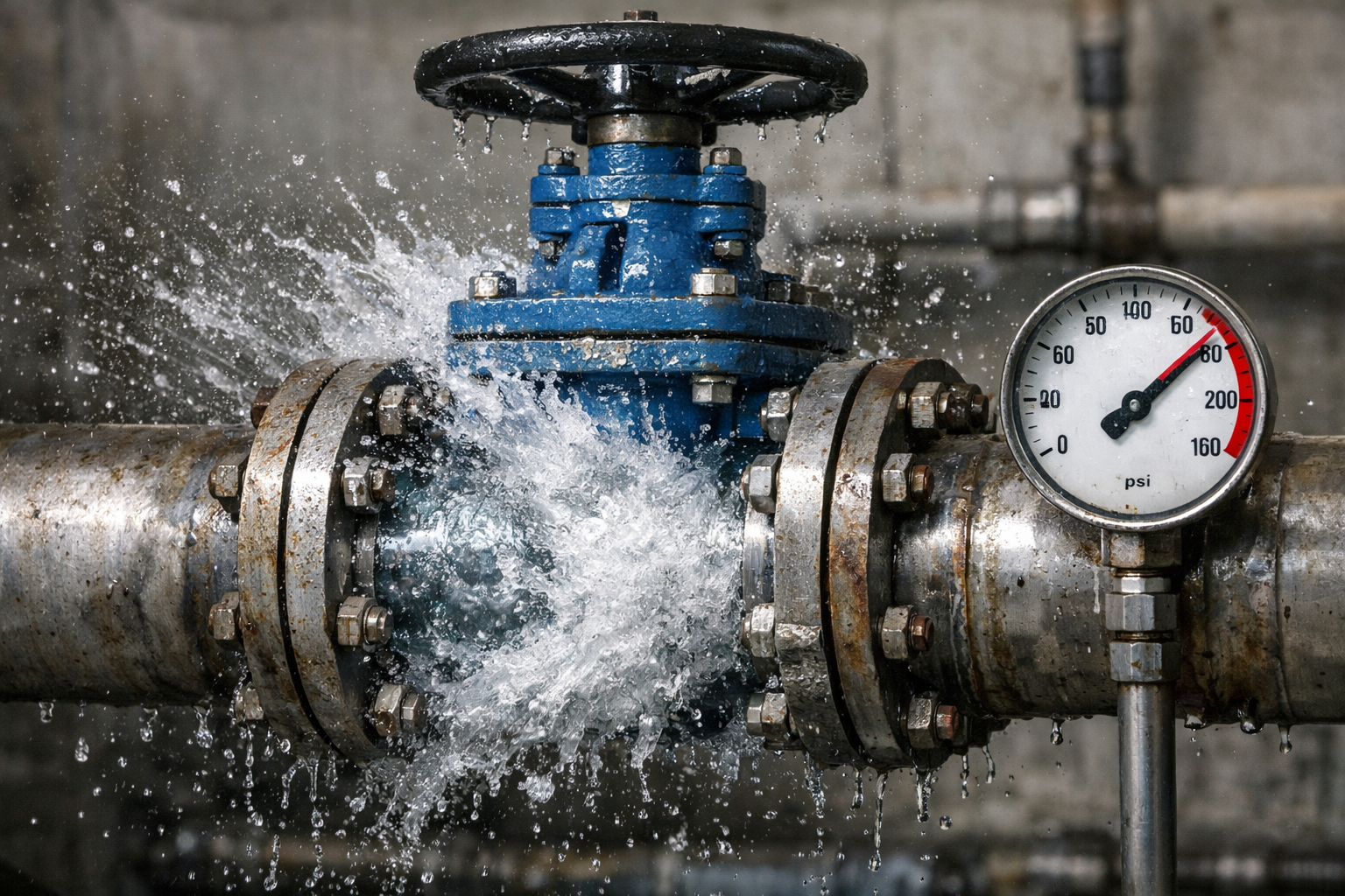 realistic water hammer in valves