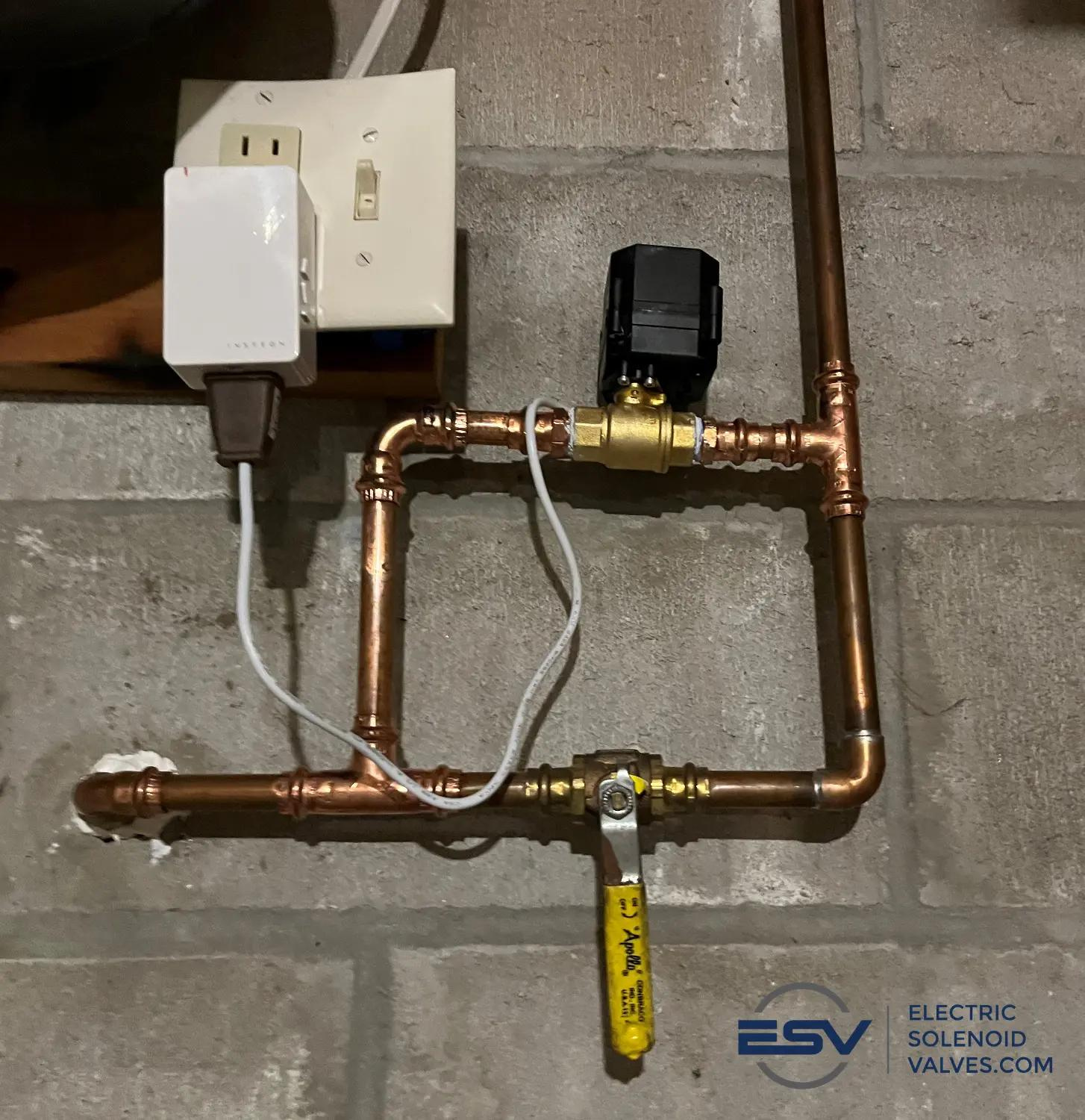 Customer photo of a 1/2" Brass Electric Ball Valve used to control an outdoor water faucet with Alexa Customer photo of a 1/2" Brass Electric Ball Valve used to control an outdoor water faucet with Alexa