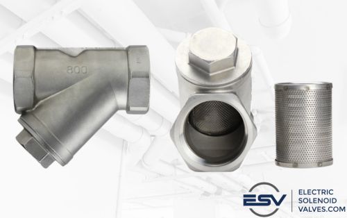 Stainless steel y-strainer valve, multiple angles with filter